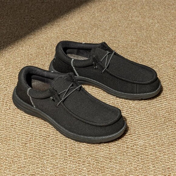 〽️Men\'s Black Bruno Marc Arch Support Casual Loafers Comfortable Boat Shoes